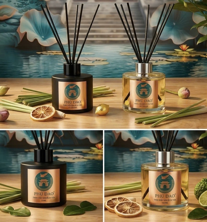 Tinh dầu sả chanh Phù Dao — Lọ 50ml và 100ml cắm que khuếch tán